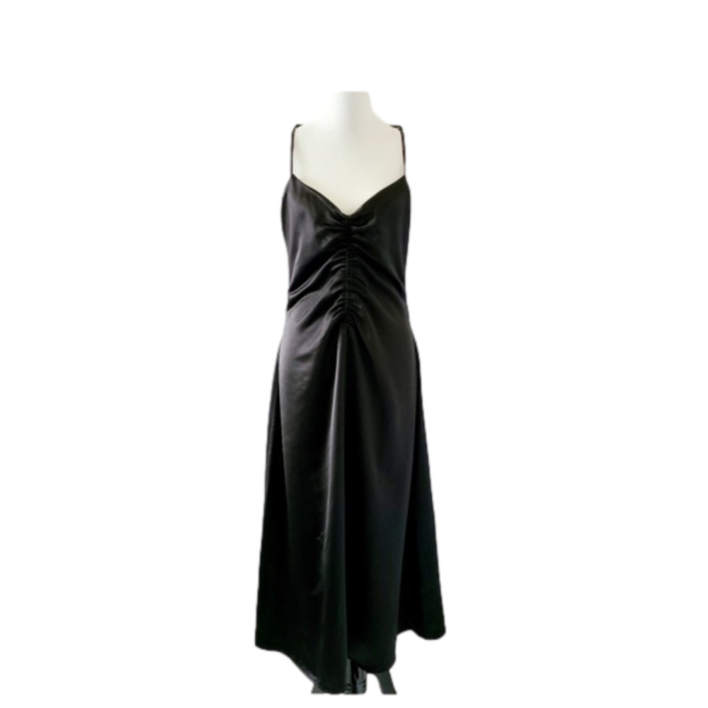 Jason Wu Ruched Satin Spaghetti Strap Dress